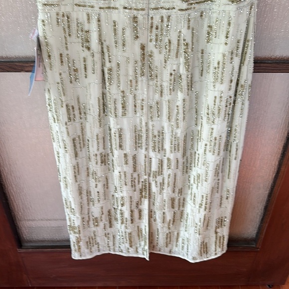 Mac Duggal ABSTRACT BEADED SLEEVELESS MIDI SHEATH DRESS size 16 NEW - Picture 12 of 16